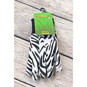 NWT Zoohands Gardening Gloves Youth 3-6 Jersey Knit Zebra Print Costume Kid's